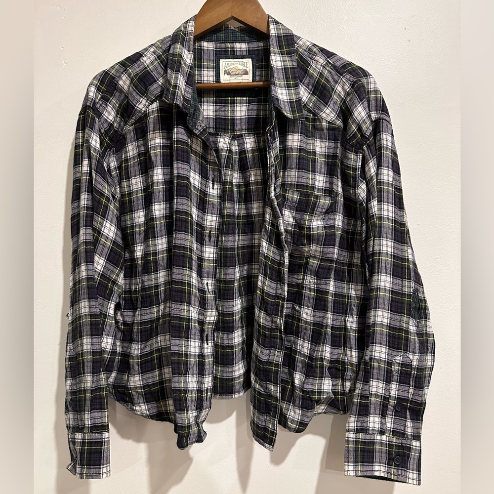 AMERICAN EAGLE Cotton Blend Plaid Button Up Size XL - Picture 1 of 5